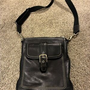 Vintage Coach Black Leather Hamilton Crossbody Bag